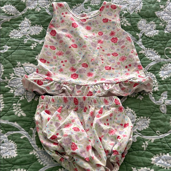 Stitchy Fish Other - Stitchy Fish Floral Toddler Outfit with Ruffle Details